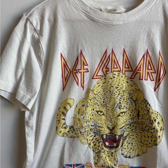 White Def Leopard Graphic T-Shirt - Picture 3 of 10